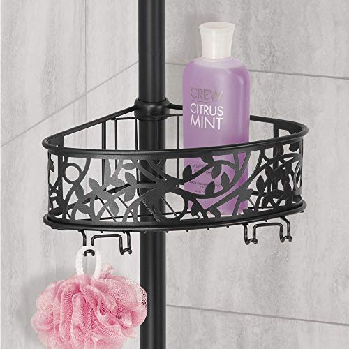 mDesign Bathroom Shower Storage Constant Tension Corner Pole Caddy Adjustable Height, 4