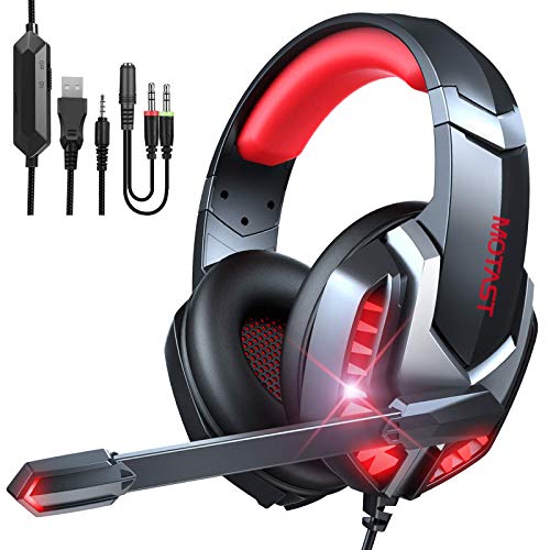 Motast-Auriculares-Gaming-con-Cable-para-PS4Xbox-OneNintendo-Switch-Cascos-Gaming-con-Bass-Surround-Auriculares-con-Microfono-Cancelacion-de-Ruido-Auriculares-Diadema-con-35mm-Jack-con-Luz-LED