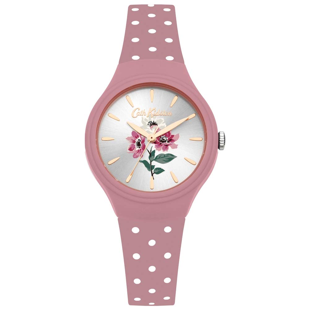 Ladies Cath Kidston Watch With Grey Floral Dial And Pink