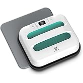 EASYCOUNT E Heat Press Machine 12" x 10" Portable & Easy Heat Press for T-Shirts, Pillows, Tote Bags & More (White-Green+Mat)