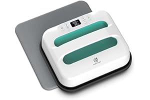 EASYCOUNT E Heat Press Machine 12" x 10" Portable & Easy Heat Press for T-Shirts, Pillows, Tote Bags & More (White-Green+Mat)