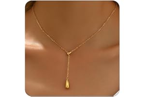 Kyazeo Lariat Necklace for Women, 18K Gold Plated CZ Beaded Chain Y-Shaped Pendant