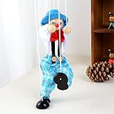1Pc Pull String Puppet Wooden Marionette Joint Activity Doll Clown Kids Toy