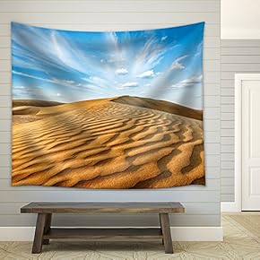 Panorama of Dunes of Thar Desert. Sam Sand Dunes, Rajasthan, India - Fabric Wall Tapestry Home Decor - 51x60 inches