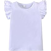 LYQTloml 12m-7Y Toddler Baby Girls Ruffle Sleeve Shirt Plain Solid Sleeveless Tshirt Top Blouse Kids Casual Clothes