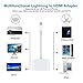 Lightning to HDMI, Lightning HDMI Cable Adapter, Lightning 1080P HDMI Video Output Home Theater Adapter for iPhone/iPad, 4K HDMI Sync Screen Converter for HDTV/Projector/Monitor, Must Supply Power