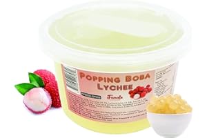 Fanale Lychee Popping Boba, 100% Fat Free, Vegan, Bursting Boba Pearls, Flavored Pearls for Bubble Tea, Shakes, Desserts & Smoothie, Popping Boba Pearls, 1 Pound (Pack of 1)