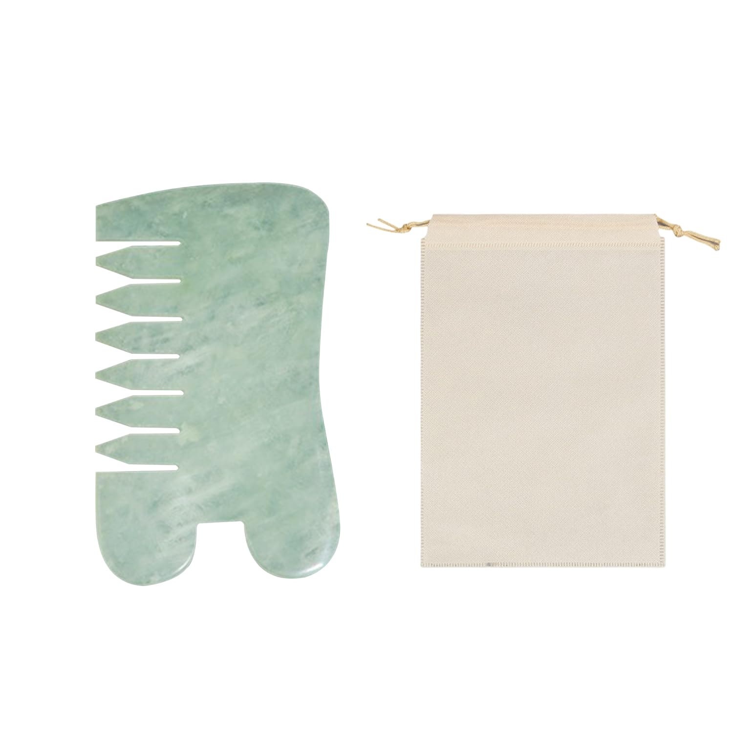 1 Handmade Jade Massage Comb, 1 Non-Woven Bag, Facial Scraping Tool Set, Jade Scraping Massage, Nine-Claw Scraping Board, Suitable for Face and Body Massage