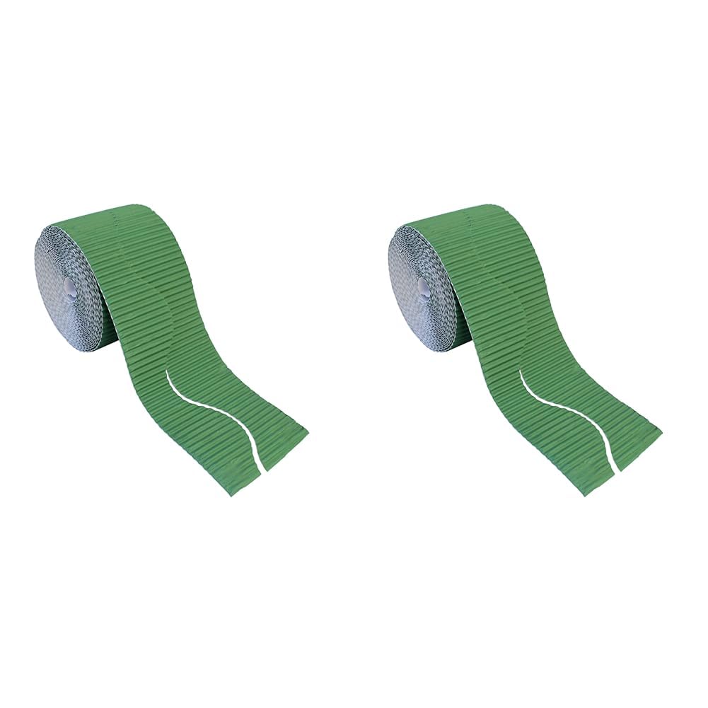 Bright Ideas Corrugated Border Roll for School Displays, Nile Green, 10cm x 7.5m, BI7893 (Pack of 2)