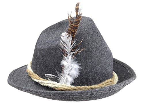 Essence Of Europe Gifts Men's German Fedora Hat W/ Rope & Feather X-Large Brown