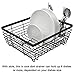 TQVAI Medium Dish Drying Rack Kitchen Dish Drainer with Silverware Storage, Black
