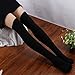 Coromose Women Knit Over Knee Thigh Stockings Spiral Pattern High Socks (Black 1)