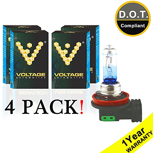 Voltage Automotive H11 Headlight Bulb Night Eagle 40 Percent Brighter Professional Upgrade (4 PACK) - Replacem