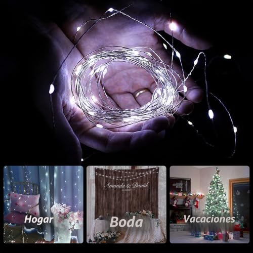 2 Pack Fairy Lights LED String Lights 10M/33FT 100LEDs Battery Waterproof Copper Wire String Lights for New Year, Christmas, Halloween, Valentines, Party, Garden, Room, Weddings