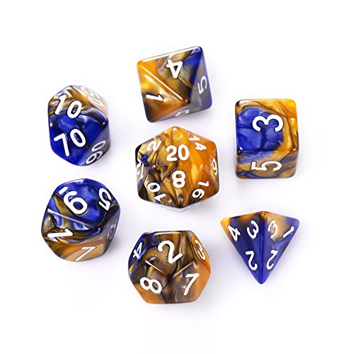 35 Pieces Polyhedral Dice, Double-Colors Polyhedral Game Dice with 5 Pack Black Pouches for RPG Dungeons and Dragons Pathfinder DND RPG MTG D20 D12 D10 D8 D4 Table Game