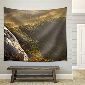 Landscape with Mountain Surrounded by Trees - Fabric Wall Tapestry Home Decor - 51x60 inches