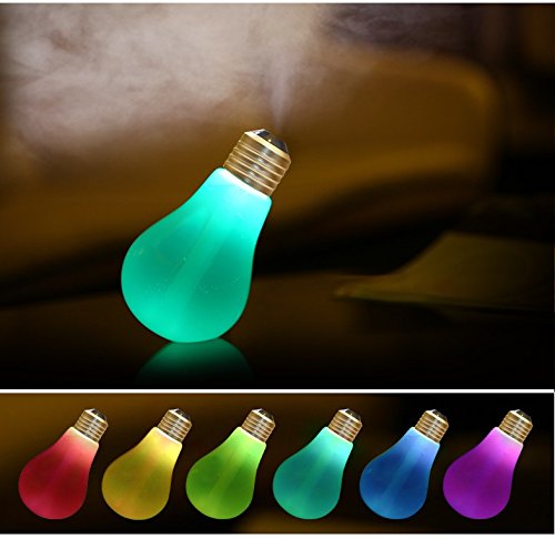 Chris.W Office Desktop Bulb Mist Air Humidifier, Ultrasonic Humidifier with 7 Color Changing LED Night Lights, 400ml USB Portable Humidifier for Home, Bedroom, Baby Room, Gift Ideal(Matte)