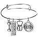 Gmai Strong Workout Exercise Weight Lifting Barbell Kettlebell Fitness Silver Fitness Gym Barbell Plate Dumbbell Weight Jewelry Set Necklace Keyring bracelet