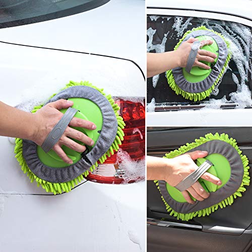 MINLUK Car Wash Mop Mitt, 2in1 Chenille Microfiber Car Cleaning Kit