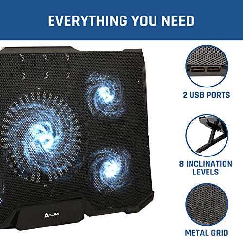 KLIM Cyclone Laptop Cooling Pad - NEW 2023-5 Fans Cooler - No More Overheating - Increases PC Performance and Life Expectancy - Ventilated Support for Laptop PS5 and PS4 - White - Image 7