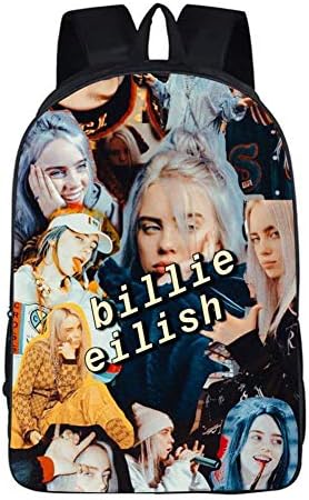 MDLPOKGG School 3D Printed Billie Eilish Shoulder Backpacks, Student Laptop Book Bag for Kids/Students/Children