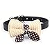 Mokingtop? Hot Cute Knit Bowknot Adjustable PU Leather Dog Puppy Pet Collars Necklace (Black)