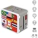 Rocclo Universal All in One Worldwide Travel Power Plug Wall Ac Adapter Adaptor Charger with Dual USB Charging Ports National Flag Edition For USA Eu Uk AUS