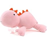 PopMeme Weighted Dinosaur Plush Throw Pillowd 24" 3.5lbs, Pink Dinosaur Weighted Stuffed Animal, Cuddle Plushies for Kids Birthday…