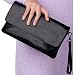 Jack&Chris Women Leather Envelop Clutch Wristlet Bag Handbag Crossbody Purse with Shoulder Strap,WBGT035 (Black)