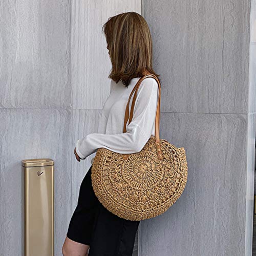 DreamedU Tote Bag for Women Shoulder Bag Large Straw Beach Insulated Summer Cute Cooler Travel for Girls Ladies (Khaki)