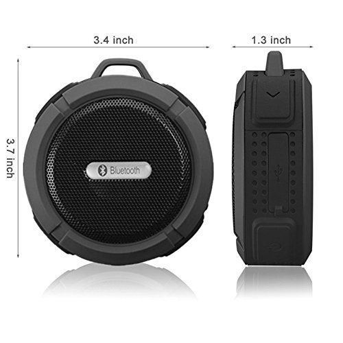 Portable Outdoor and Shower Bluetooth 4.0 Speaker, Waterproof, Wireless with 10 Hour Rechargeable Battery Life, Powerful 5W Audio Driver, Pairs with All Bluetooth Devices,Suction Cup, Buit-in Mic.