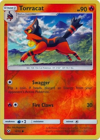 Torracat - 16/73 - Common - Reverse Holo - Sun & Moon: Shining Legends