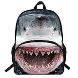 VEEWOW 16-Inch Children Yawning Great White Shark Shark Backpack For Boys Girls Animal Bags For Kids (D930)