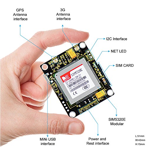 keyestudio SIM5320E 3G Module for Arduino GSM GPRS SMS Development Board with GPS Antennas and Adapter