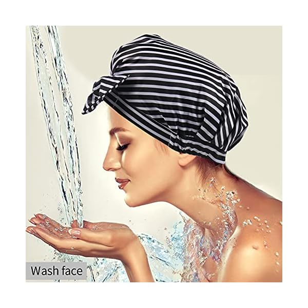 Waterproof-Shower-Cap-for-Women-Reusable-Shower-Hair-Hat-with-Elastic-Band-for-Ladies-Girls-Kids-as-Bathing-Accessories-for-Bath-Spa-Hair-Salon-Hair-Protection-Keep-Long-Hair-Dry-zebra Waterproof Shower Cap for Women, Reusable Shower Hair Hat with Elastic Band for Ladies Girls Kids as Bathing Accessories…