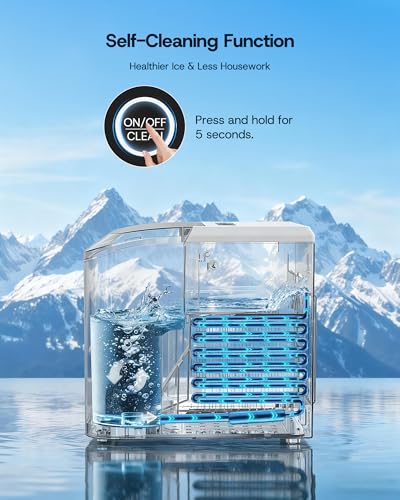 Upstreman Ice Maker, Portable Countertop Ice Making Machine with Self-Cleaning - 9 Bullet Ice in 6 Mins, 12kg/24h, Necessity for Home Kitchen Party & Outdoor, BI12 (White)
