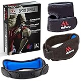 Tennis Elbow Brace & Patella Strap & Wrist Wrap by Mc Flony - Elbow Support, Knee Support & Pain Relief with Compression Pad for Tennis & Golfer's Elbow Black & Green, Unisex,All Sizes,Set of 3
