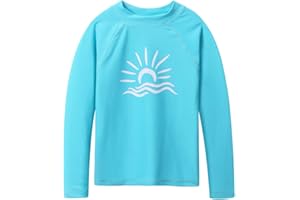 TFJH E Girls & Boys Long Sleeve Rashgurad Swimsuit UPF 50+ Kids Swimwear Sunsuits