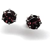 Natural 2ct Pyrope Garnet 925 Solid Sterling Silver Earrings 7mm