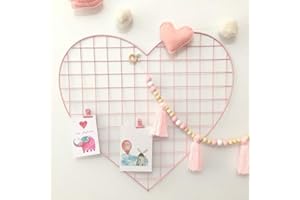 Heart-Shaped Iron Wall Grid Panel Painted Wire Photo Picture Hanging Display Organizer Rack for Postcards String Lights Decor