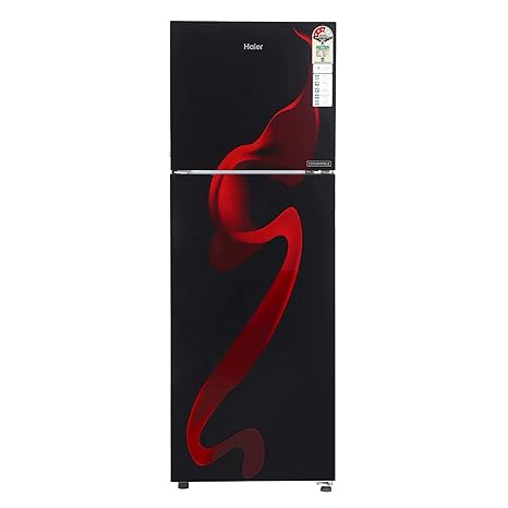 Haier 278 L 3 Star Inverter Frost-Free Double Door Refrigerator (HRF-2984PSG-E, Spiral Black Glass)