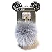 For iPhone 5 5S SE Case,Vandot Fashion Handmade Sparkle Bling Diamond 3D Rhinestone Mouse Ear Case Cover with Fur Ball Crystal Clear Transparent Soft TPU Rubber Case Skin Shell-Glitter Grey