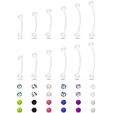 Hoeudjo Pregnancy Belly Rings Maternity Belly Button Rings Plastic Long Bar Navel Ring for Maternity Sport Pregnant Women Different Length 14/16/18/32/35/38mm Ball Size 5mm