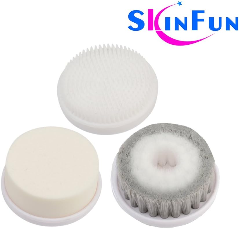 SKINFUN Portable Rechargeable Facial Cleansing Brush Attachment Set of 3 Replacement Heads