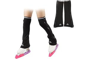 SkatingSpirit Ice Figure Skating Leg Warmer, Zip-on Zip-Off, Non-Slip Cuff Band, Fleece Lined Thermal Fabric