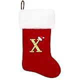 Eoocan 20 Inches Monogram Christmas Stockings Red