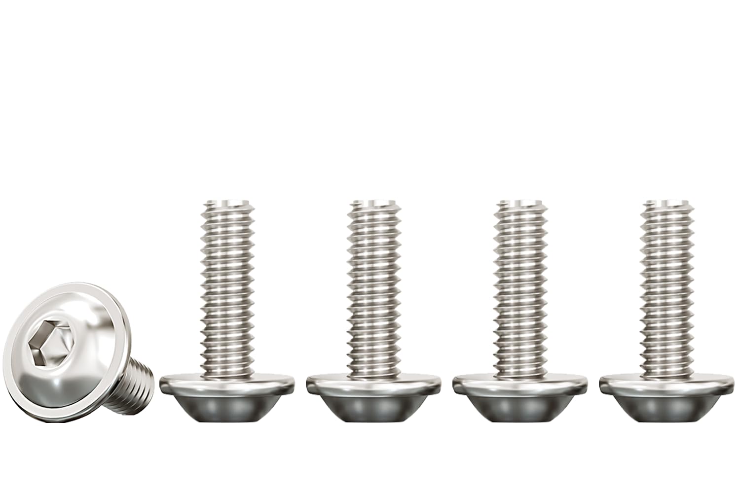 Drenky 50 Pcs Flanged Button Head M4 X 16mm 304 Stainless Steel Bolts, Pan Head Machine Screws, Rustproof, Fully Thread Hexagon Socket