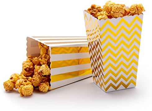 48Pcs Popcorn Boxes Cardboard Candy Boxes, Paper Candy Container for Birthday, Bridal, Baby Shower, Carnival, Movie, Fiesta, Dessert Tables, Christmas, Wedding Party Supplies (Gold)