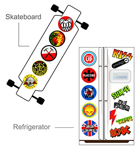Band Stickers Rock and Roll Music Stickers, 100 Pcs/Pack Vinyl Waterproof Stickers for Personalize Laptop, Electronic Organ Guitar Piano Helmet Skateboard Luggage Graffiti Decals (Stickers - A1)