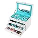 SONGMICS Jewelry Box Organizer Jewelry Storage Case with Large Mirror and 3 Drawers, Gift for Mom, White UJBC113